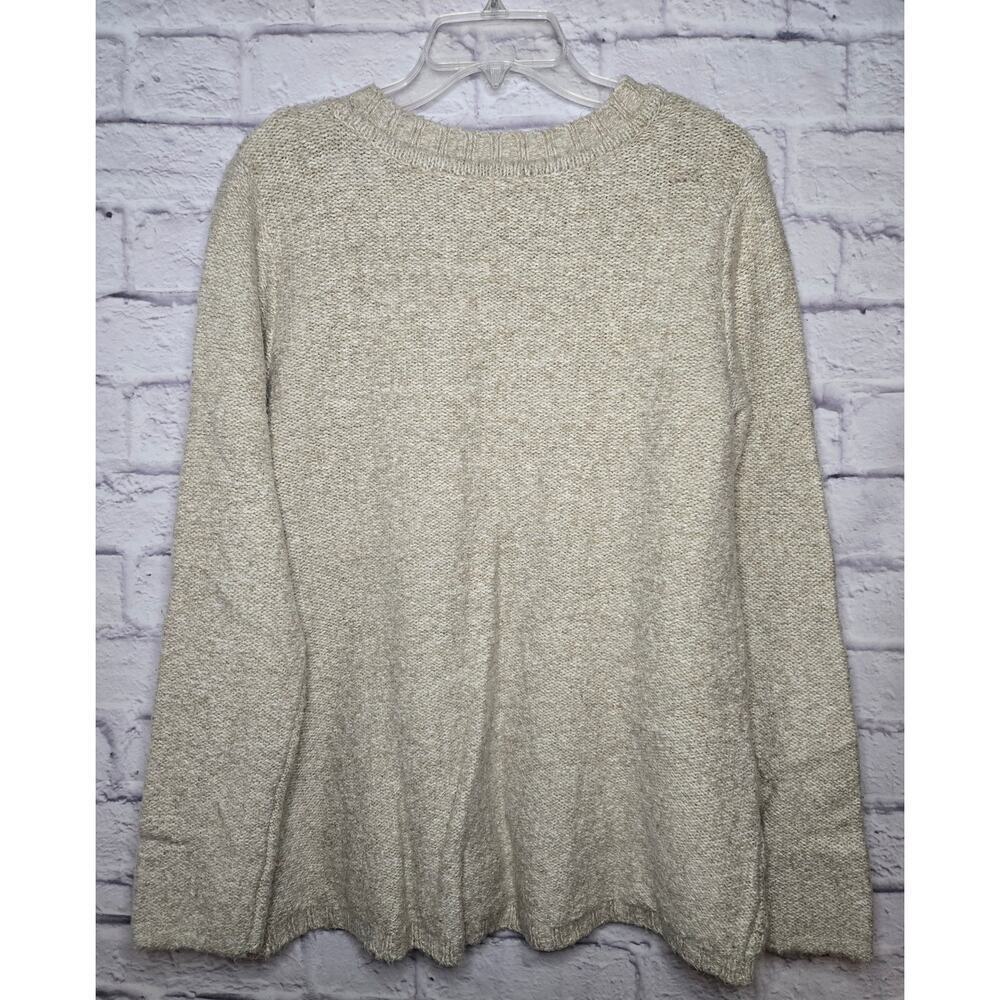 Soft Surroundings cream Oatmeal cable knit pullover crew sweater Medium. - Picture 3 of 7
